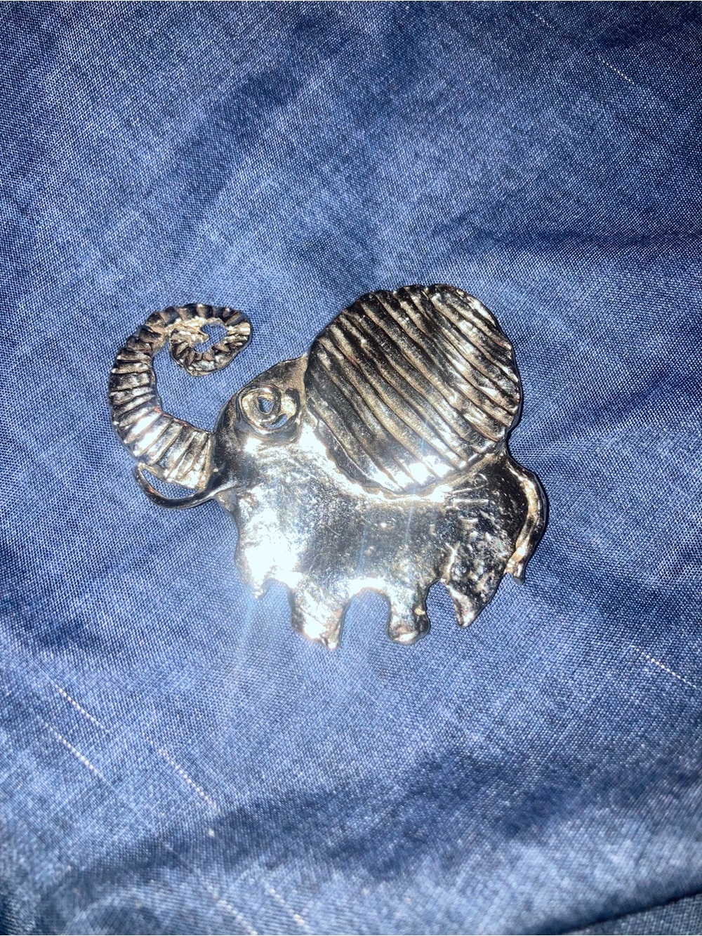 Silver Elephant Brooch - Shiny Metal Animal Pin